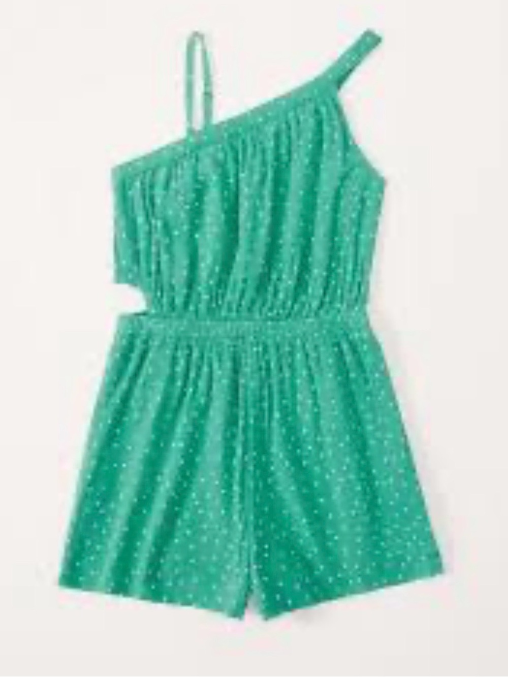 abercrombie kids Teal Green One-Shoulder Polka Dot Romper